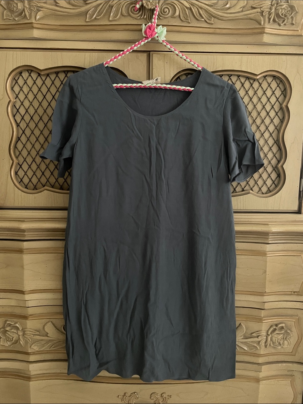Wilfred Charcoal Gray Scoop Neck Mini Dress